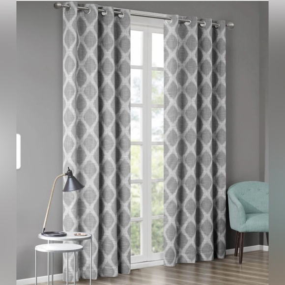 SunSmart Kagen Printed Ikat Blackout Curtain Panel Pair 50"W X 84"L - Grey - Picture 4 of 9